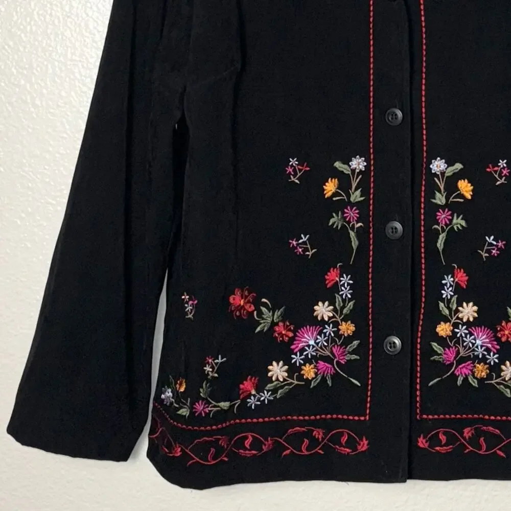 JM collection by Jennifer Moore Embroidered Black Jacket/Shacket Woman's Size 12